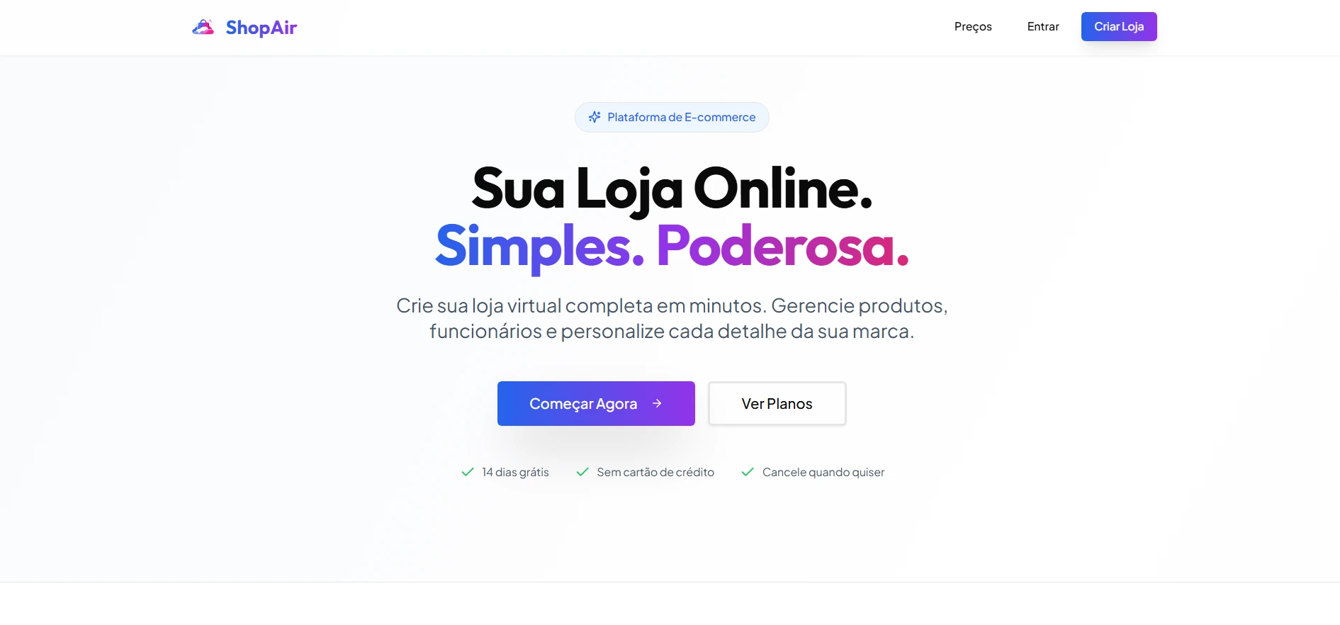 Prévia do projeto ShopAir - E-commerce